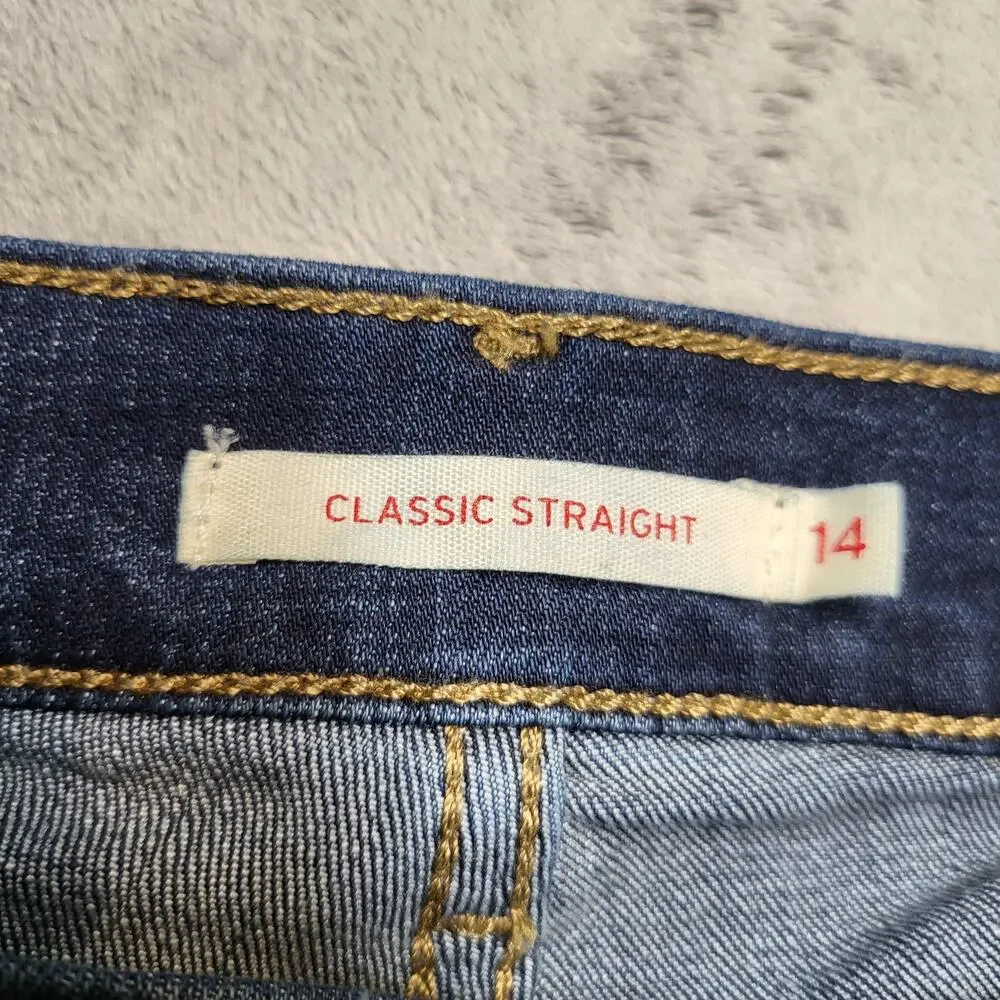 Levi's Jeans Womens 14 Blue Classic Straight Stretch Denim Dark Wash W32 L30